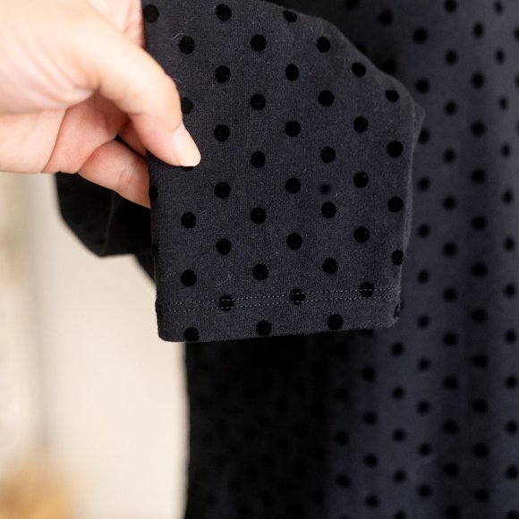 Women’s Talbots Black Velvet Polka Long Sleeve‎ Blouse size M - Picture 6 of 13